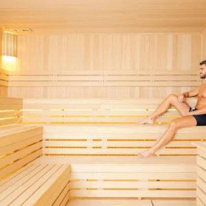 Gay couple sauna